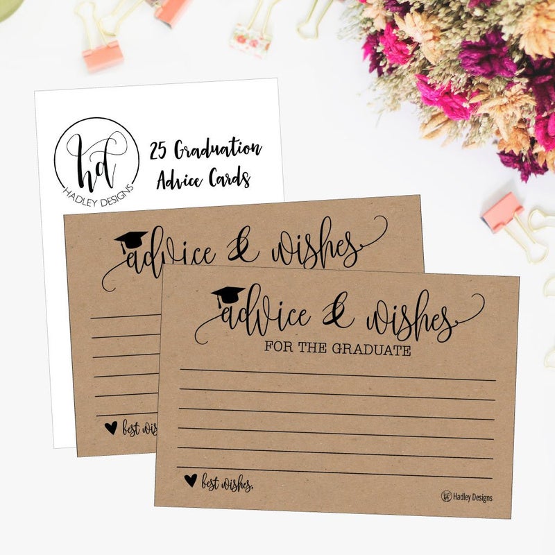 Hadley Designs 25 Graduation Advice Cards 2025 - Grad Notes, Advice and Wishes, & Words of Wisdom Cards for Graduate in Bulk, Ideal for College and High School Graduation Games & Party (Rustic) - Image 3